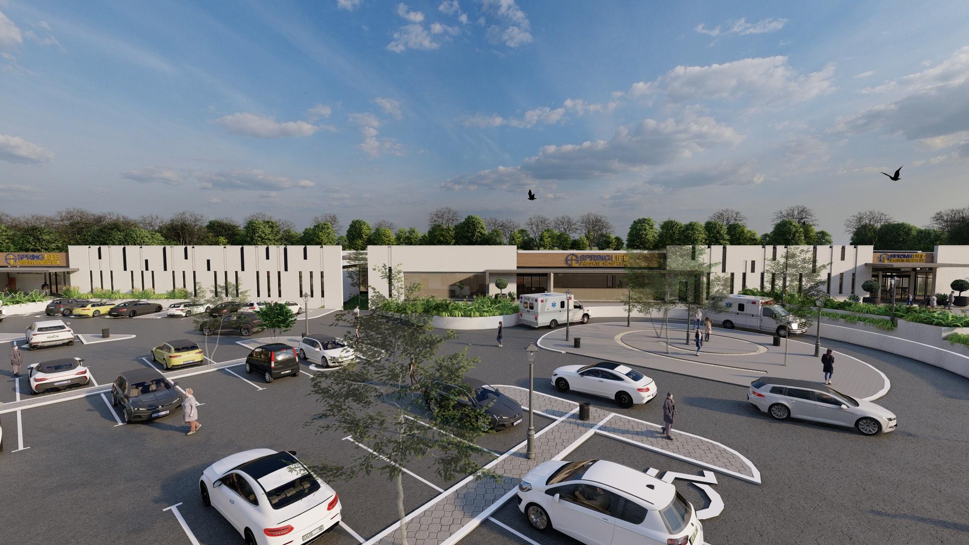 Render of the emergency department entrance and ambulance bay